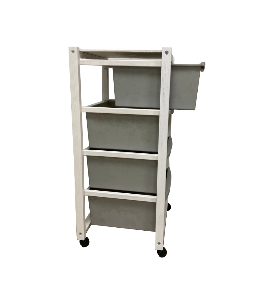 CARRELLO "MILLENIUM" BIANCO E TORTORA IN LEGNO E PLASTICA, 36,5X37,5X82 CM